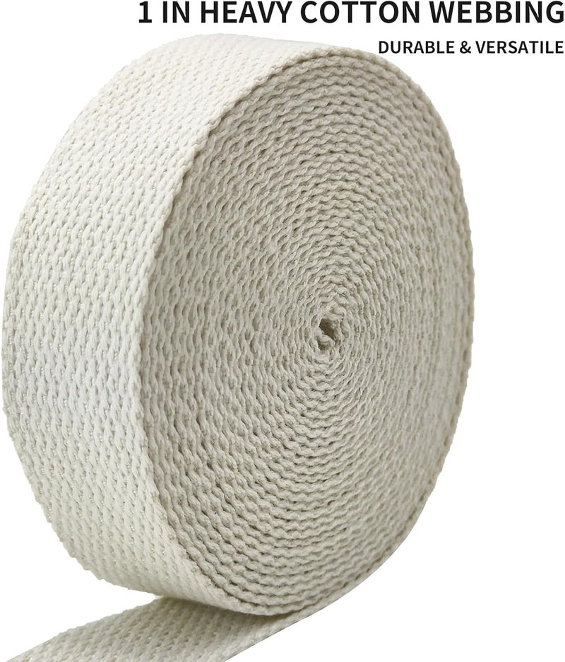 Evora 1 inch Cotton Webbing Braid Handles Bag Strap 15ft High Density Webbing Plain Weave Straps for Cloth Tote Bag, Pet Collars, DIY Projects, Crafts, Outdoor Accessories (Ivory 549) - Image 4